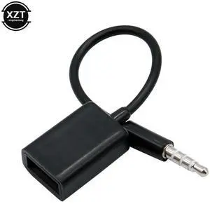 1pc Car MP3 Player Converter 3.5 mm Male AUX Audio Jack Plug To USB 2.0 Female Adapte Converter Cable 15cm