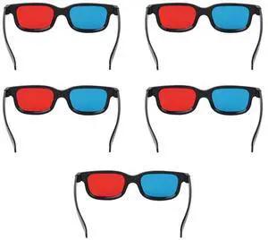 5Pcs Black Frame Red Blue 3D Glasses 3D Dimensional Home Theater Glasses For Dimensional Anaglyph Movie TV Game Video