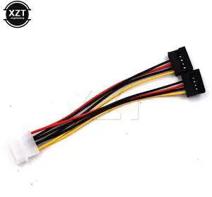 4 Pin IDE Molex to 2 of 15 Pin Serial ATA SATA HDD Power Adapter Cable Dual Hard Drive Cable for PC
