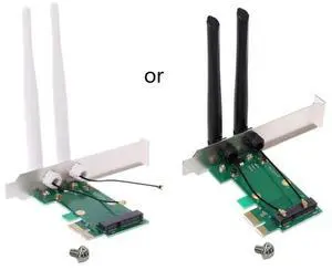 Wireless Card Mini PCI-E for Express to PCI-E Adapter 2 Antenna External PC Network Card