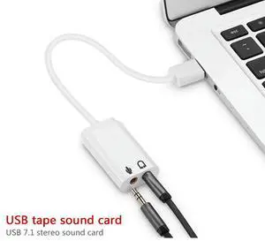 USB Sound Card Virtual 7.1 3D External USB Audio Adapter USB to Jack 3.5mm Earphone Microphone Speaker for Laptop Notebook PC