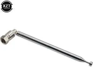 1PCS F Type Radio TV Antenna 6 Section Telescopic Aerial Replacement Connector For TV AM FM Radio Cable Extend 55cm