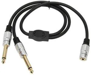 1/8 Inch to 1/4 Stereo Splitter Y Cable Gold Plated 3.5mm Dual Channel Female to Dual 6.35mm Mono Male Cable 19.7in hot 1/8 Inch to 1/4 Stereo Splitter Y Cable Gold Plated 3.5mm Dual Channel Female to Dual 6.35mm Mono Male Cable 19.7in hot