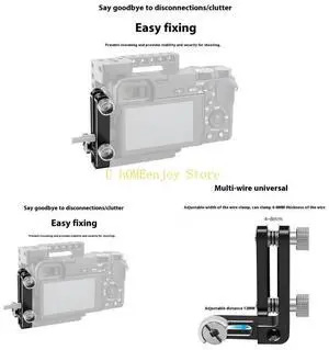 Camera Cage 4-8mm Wire Cable Lock Prevents Disconnections During Live Streaming Fit 1/4Inch Threaded Mount