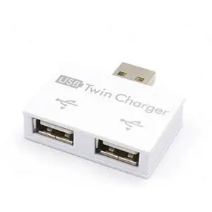 6X Portable Mini USB Hub To 2 Port Charger Hub Adapter USB Splitter Dual USB Charging Extender For Phone Computer White