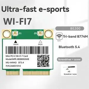 Tri Band Wireless Network Adapter BE200 8774Mbps 7 Card Kit Mini-PCIE 2.4G/5G/6Ghz BT5.4 7 Module For Win10/11