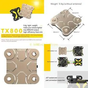 TX800 5.8G 48CH 25mW/200mW/400mW/800mW Output Long Ranges Video Transmitter