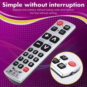 A-TV2 Big Button Universal TV Remote Control For Galaxy Matrix LED LCD Tvs Easy For Old People