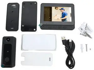 Wireless Video Doorbell Camera 1080P HD Wide Angle Night Vision 2 Way Talk Video Doorbell with Monitor for Home