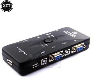 4 Ports USB2.0 KVM Switch Selector VGA Print Auto Switch Moniter Box VGA Splitter KVM Switch