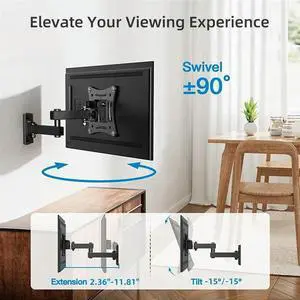 For 10-32 Inch TV Adjustable Wall Mount Bracket Full Motion Corner Holder Supports Swivel Tilt Monitor Stand