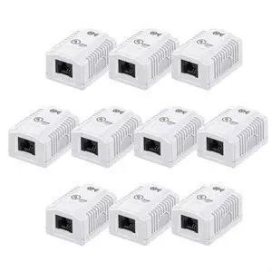 Cable Matters UL Listed Cat6 10-Pack RJ45 Surface Mount Box - 1 Port in White (Cat6 Ethernet Mount Box)