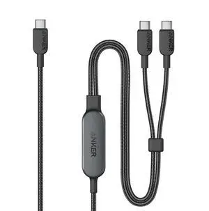 Anker Cable,6FT 2-in-1 USB C to USB C Cable 140W Max,Fast Charging for iPhone 16/16 Pro Max/15 Series,MacBook Air/Pro,and More(Braided,Black)