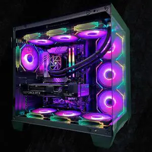 FunHei Tech Gaming PC, AMD Ryzen 7 9800X3D 8-Core, GeForce RTX5090, 64 GB DDR5 RAM, 1 TB, 1000W PSU, WiFi & Bluetooth, Win11 Pro, Black