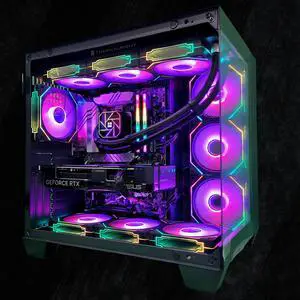 FunHei Tech Gaming PC, AMD Ryzen 7 9800X3D 8-Core, GeForce RTX5080, 32 GB DDR5 RAM, 1TB, 850W PSU, WiFi & Bluetooth, Win11 Pro, Black