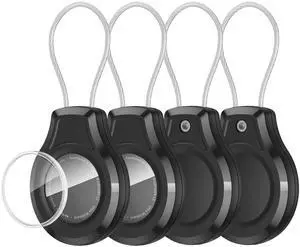LeadsaiL Holder for AirTag, Compatible with Apple AirTag Holder with Wire Cable, Heavy Duty Lock Case for AirTag for Luggage, Backpack, Keys, Pets and Travel, Waterproof, Scratch-Resistant, Pack of 4