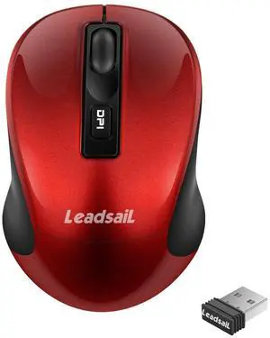 LeadsaiL Wireless Computer Mouse, 2.4G Portable Slim Cordless Mouse Less Noise for Laptop Optical Mouse with 4 Buttons for Laptop, Desktop, MacBook