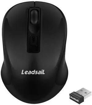 LeadsaiL Wireless Computer Mouse, 2.4G Portable Slim Cordless Mouse Less Noise for Laptop Optical Mouse with 4 Buttons for Laptop, Desktop, MacBook