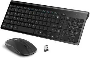 LeadsaiL Wireless Keyboard and Mouse Combo, Wireless USB Mouse and Computer Keyboard Set, Compact and Silent for Windows Laptop, Desktop, PC