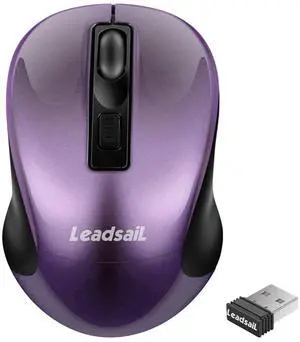 LeadsaiL Wireless Computer Mouse, 2.4G Portable Slim Cordless Mouse Less Noise for Laptop Optical Mouse with 4 Buttons, USB Mouse for Laptop, Desktop, MacBook