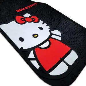 Plasticolor Hello Kitty Core Design Sanrio Waving Front & Rear Car Truck SUV Seat Rubber Floor Mats Gift Bundle