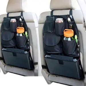 2 X YupBizauto Brand TB168 Car Auto Front or Back Seat Organizer Holder Multi-Pocket Kick Mats Travel Storage Bag Black Color