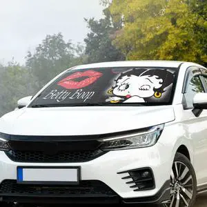 New Betty Boop Timeless Car Windshield Sun Shade | Reflector Sunshade Offers Ultimate Protection for Car Interior | Cool Reflective Sun Blocker Bundle Set -58 x 28 Inch