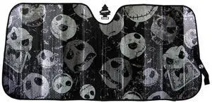 Plasticolor 003855R01 Nightmare Before Christmas Jack Skellington Face Logo Black Foil Finish Car Truck or SUV Front Windshield Sunshade Bundle Set