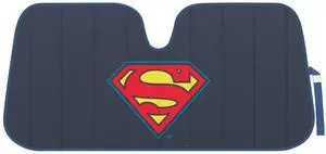 BDK Warner Bros DC Comics New Superman 2022 Car Accessories, Accordion Folding Windshield Sun Shade, UV Block Double Bubble Car Window Shades, 58 x 27 in, Keeps Vehicle Cool, Protects from Sun Damage