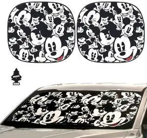 Auto Car Windshield Sunshade with Disney Mickey Expressions Design 2 Piece with Gift