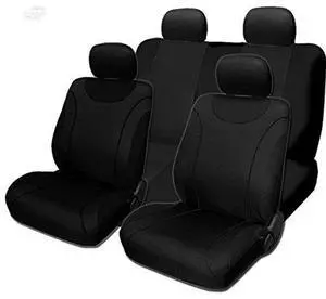 New Black Cloth Car Truck Seat Covers Set Front and Back Support Split Type Seats