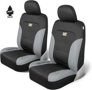 Caterpillar Car Truck Seat Covers for Front Seat Bundle Set Black Grey 2274