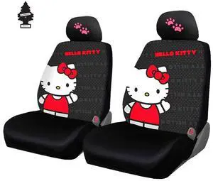 Yupbizauto Hello Kitty Cord Car Accessories Seat Cover with Pink Paw Headrest Covers and Air Freshener
