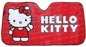 New Hello Kitty Car Windshield Sun Shade | Reflector Sunshade Offers Ultimate Protection for Car Interior | Cool Reflective Sun Blocker Fits Small Sedans, Mini SUVs, & Hatchbacks Bundle -58 x 28 Inch