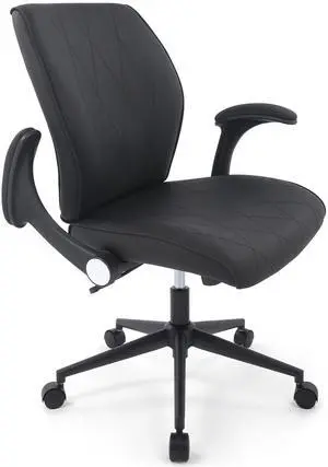 CHAIRMAN® Premium Faux Leather Padded Mid-Back Adjustable-Height/Tilt, Swivel Office Computer Desk Chair with Flip-up Arms, Ergo Design for Sedentariness, Black