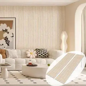 UNISOAR Wood Slat Wall Panel - 2 PCS Slat Wall Paneling, Natural Oak Wood Veneer Sound Dampening Wall Panels - Wood Panels for Wall 12.6" W x 94.5" L