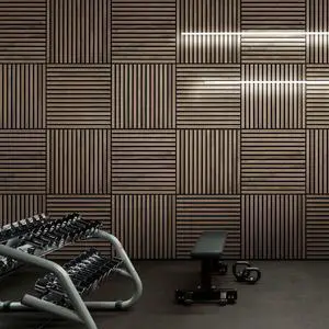 UNISOAR Wood Panels for Wall - 4 PCS Wood Slat Wall Panel, Natural Walnut Veneer Acoustic Wall Panels - 12.6" W x 94.5" L
