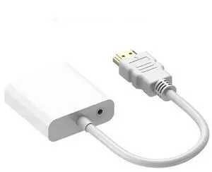 Vszerda HDMI to VGA High-Definition Conversion Cable with Cell EP94Z1E for Laptop, Display,Projector,DVD, 20CM (White, HDMI/VGA with Audio)