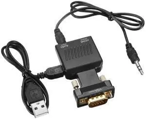 Vszerda VGA Male to HDMI Female Audio Video Adapter Converter Black