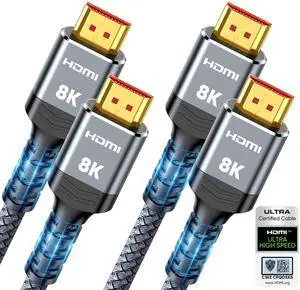 Vszerda 8K HDMI 2.1 Cable 2-Pack 6.6FT,  Certified 48Gbps Ultra High Speed Slim HDMI Cord,Support 4K@120Hz 8K@60Hz, HDCP 2.2&2.3, Dynamic HDR,eARC,DTS:X, Compatible with Roku TV/HDTV/PS5/Blu-ray Vszerda 8K HDMI 2.1 Cable 2-Pack 6.6FT,  Certified 48Gbps Ultra High Speed Slim HDMI Cord,Support 4K@120Hz 8K@60Hz, HDCP 2.2&2.3, Dynamic HDR,eARC,DTS:X, Compatible with Roku TV/HDTV/PS5/Blu-ray
