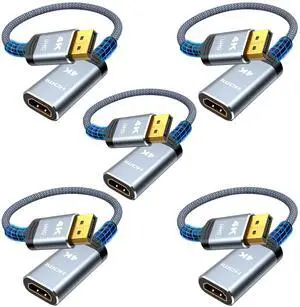 Vszerda 4K DisplayPort to HDMI Adapter 5-Pack, Uni-Directional Display Port DP to HDMI Adaptor Converter Male to Female(1080p 120Hz), for AMD NVIDIA  HP Laptop HDTV Monitor Projector, [Passive] 1FT