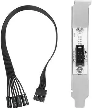 Vszerda PC Power Button Extension Cable with Full Height PCIe Bracket (30cm), 9 Pin Front Panel Header Adapter for PC Power Switch - for Standard-Sized Medium/Full Tower Case