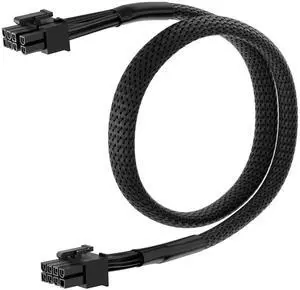 Vszerda PCIe Cable for M SI Power Supply, PCIe 8 Pin Male to 6+2 Pin Male GPU Power Extension, 18AWG 10A Modular PSU Cable for M SI MAG A750GL A850GL -25.6 inch(65CM) Black Braided