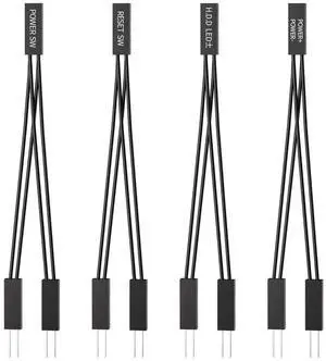 Vszerda PC Power Switch Splitter, 2 Pin 2.54mm 1 Female to 2 Male Power SW Reset SW HDD LED Jumper Splitter Adapter for PC Motherboard Power ON Off Reset Hard Drive LED