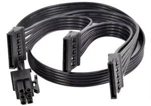 Vszerda 6 Pin to 3X 15 Pin SATA Hard Drive HDD Power Adapter Cable Only for E VGA GQ Series Semi Modular PSUs 20-in(50cm)