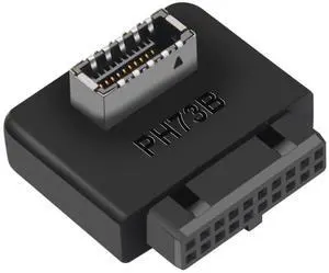 Vszerda USB 3.2 Gen 1 to USB 3.2 Gen 2 Header Adapter, USB 3.1 Type-E Key-A to USB 3.0 20 Pin Header Converter for Type C Motherboard (Reverse Type), Black