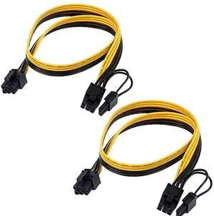Vszerda 2X PCIe 6 Pin Male to 8 Pin (6+2) Male PCI Express Power Adapter Cable for Graphics Video Card for A SUS, NVIDIA Tesla GPU, etc CPU Breakout Board CPU Mining