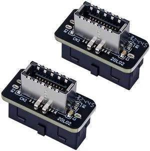Vszerda USB 3.2 Gen 1 to Gen 2 Header Adapter [2-Pack]  Vertical USB 3.1 Type-E Key-A to USB 3.0 20 Pin Converter for Type-C Motherboard (Up to 10Gbps)