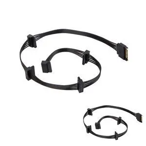 Vszerda 2-Pack 15Pin SATA to 5 SATA Power Extension Cables Splitter for HDD/SSD - 21 Inches