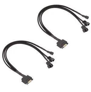 Vszerda 2 Pack of 15-Pin SATA to 3 PC Fan Power Adapter Cable, 12V PC Case Fan Power Adapter Cable, 3-Pin or 4-Pin (PWM Connector) to 15 Pin SATA Computer Cooler Cooling Fan Splitter Y Power Cable